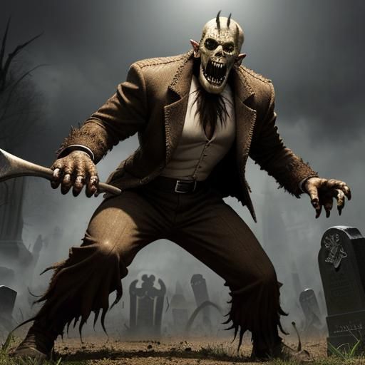 Monster Mash Graveyard Halloween Scene