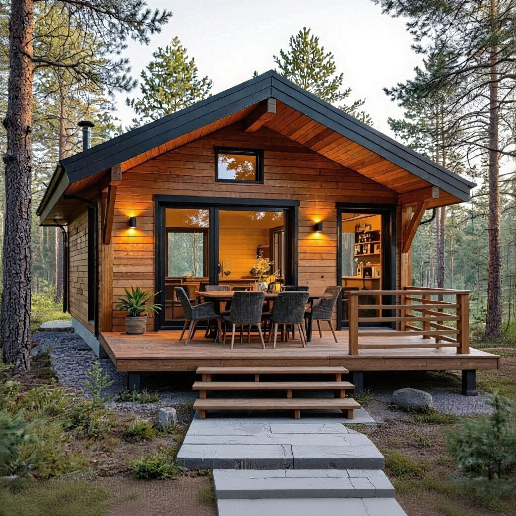 Charming Wooden House with Terrace in Forest