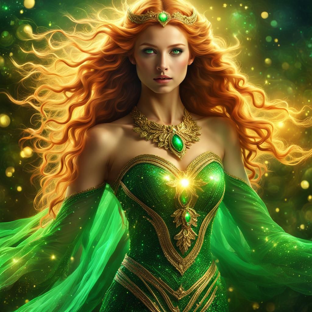 Ethereal Goddess of Light in Fantasy Forest