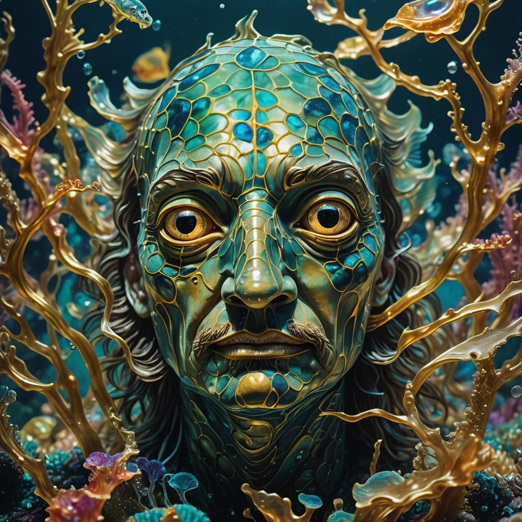 Surreal Handsome Fish Portrait in Dreamlike Setting