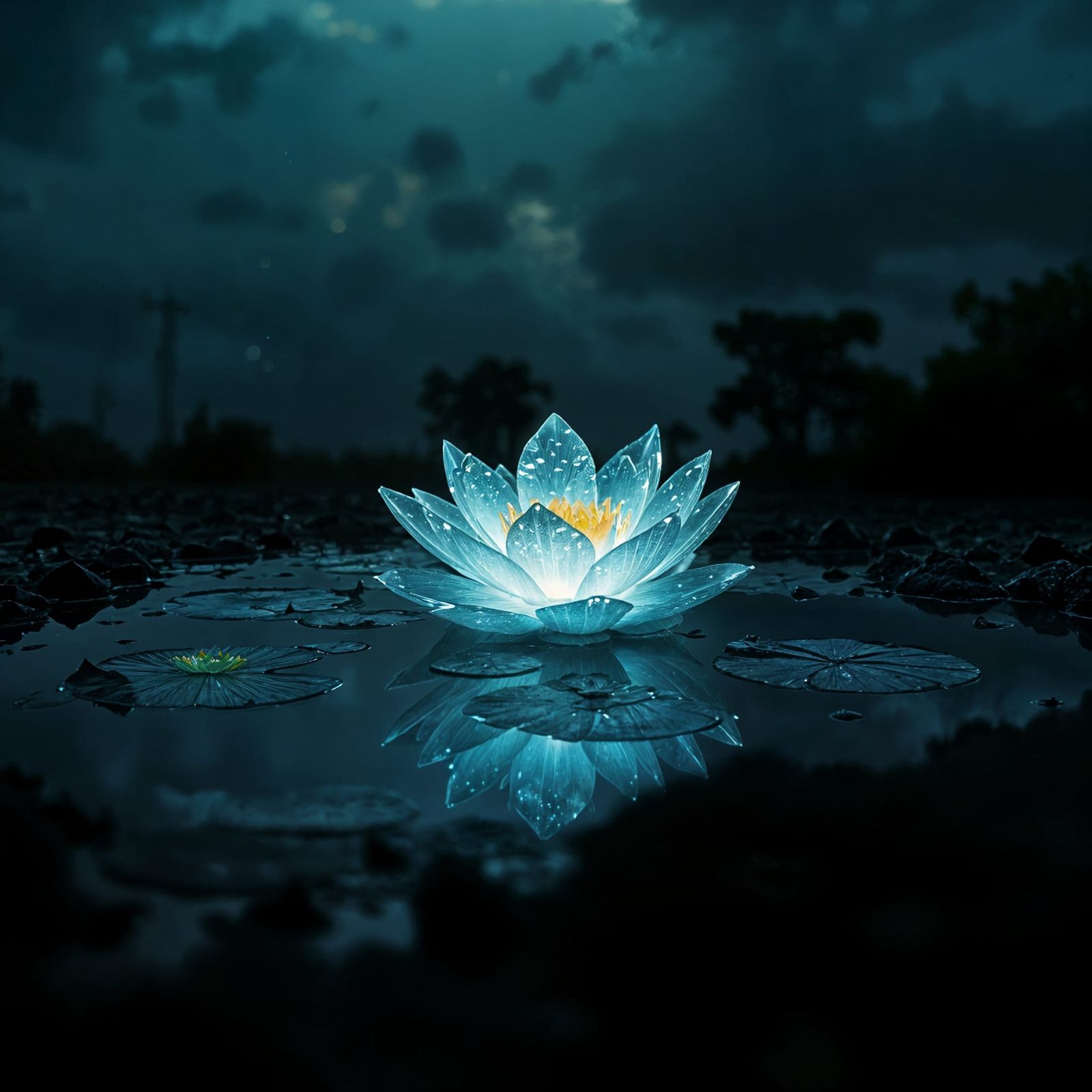 Fluorescent Crystal Flower Radiance in Darkness