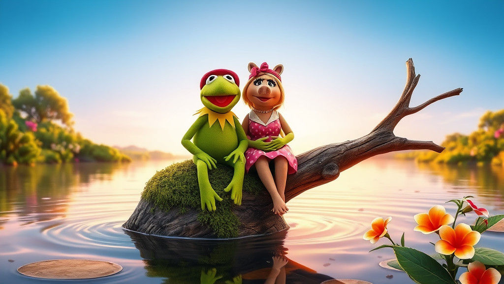 Kermit and Miss Piggy in Pixar Style 3D Art