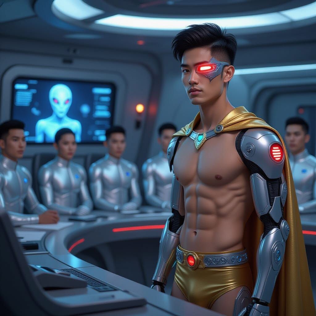 Asian Spaceship Captain with Cybernetic Eye