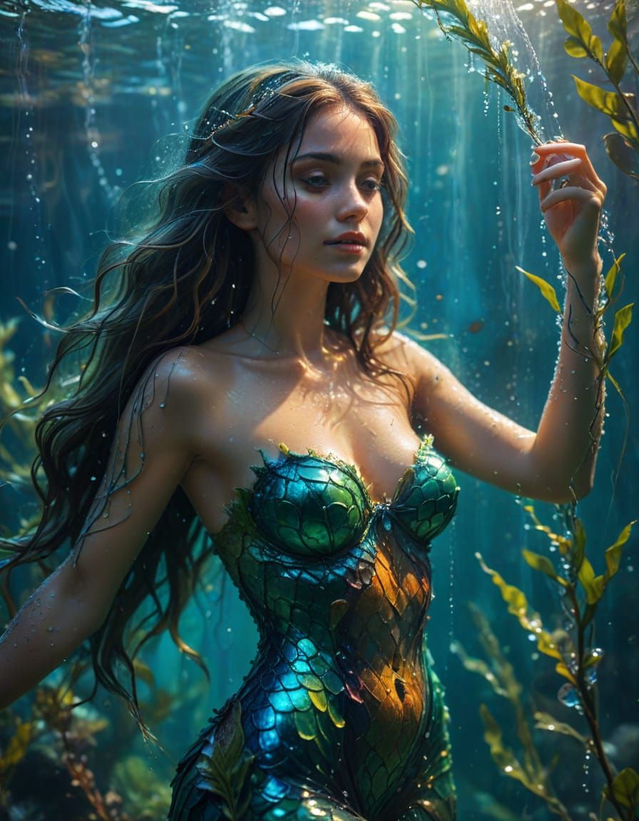 Underwater Mermaid Shower Fantasy in Macro Photography