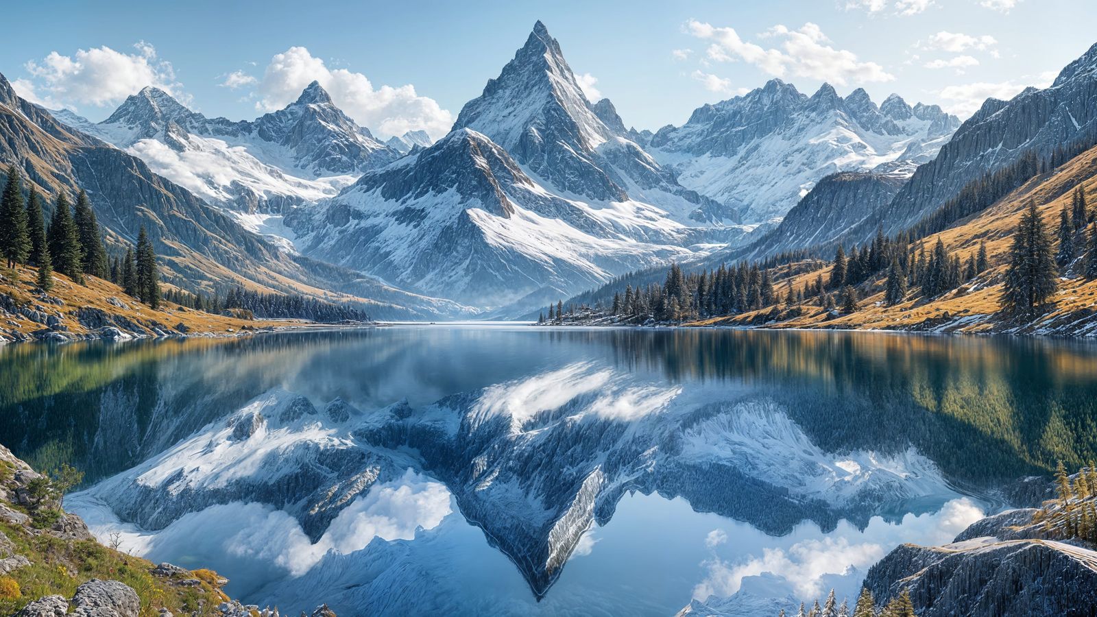 Swiss Alps Landscape with Diamond Formations: Digital Art