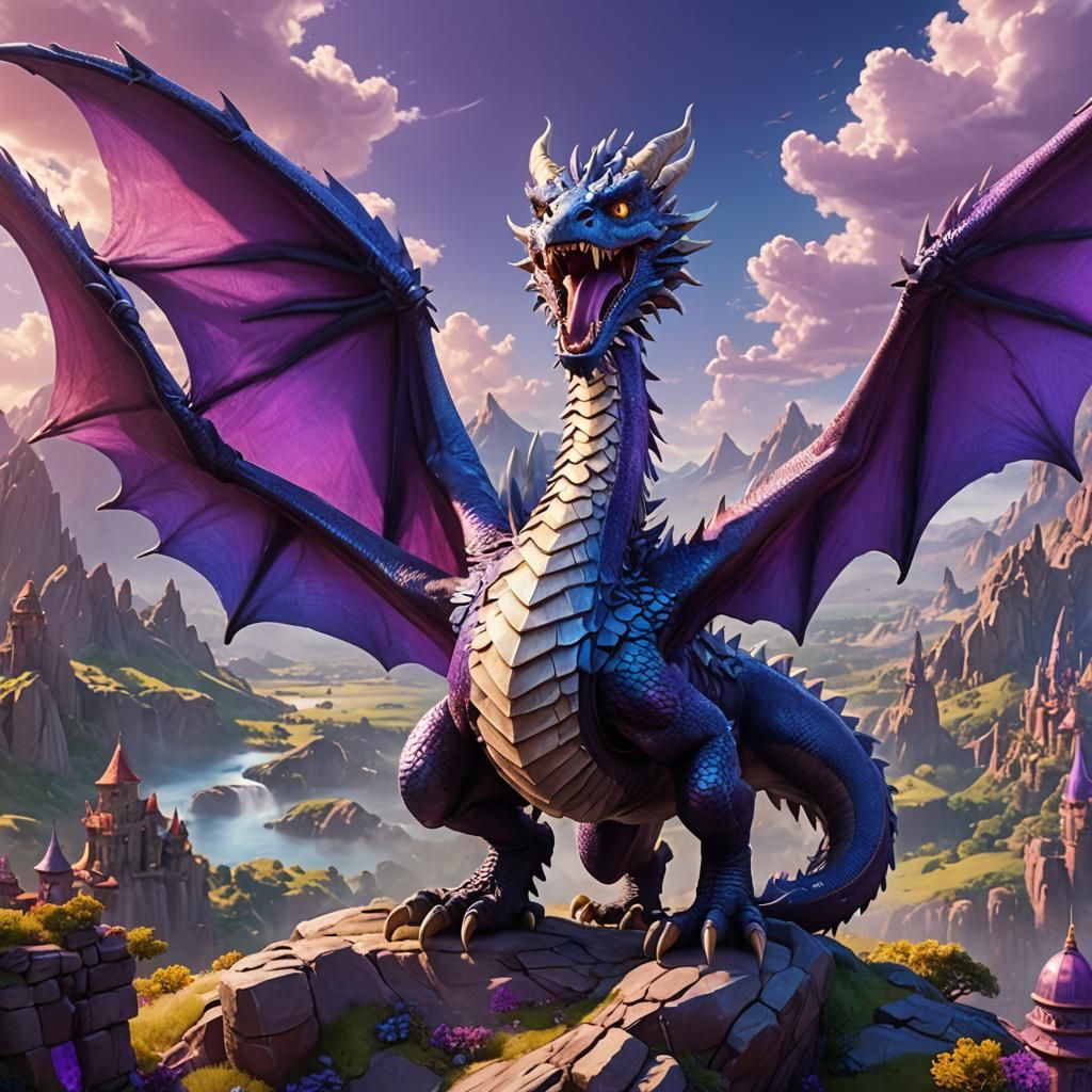 Majestic Dragon Soaring in a Fantasy Landscape