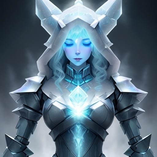 Ethereal Ice Girl and Mecha Golem Fantasy