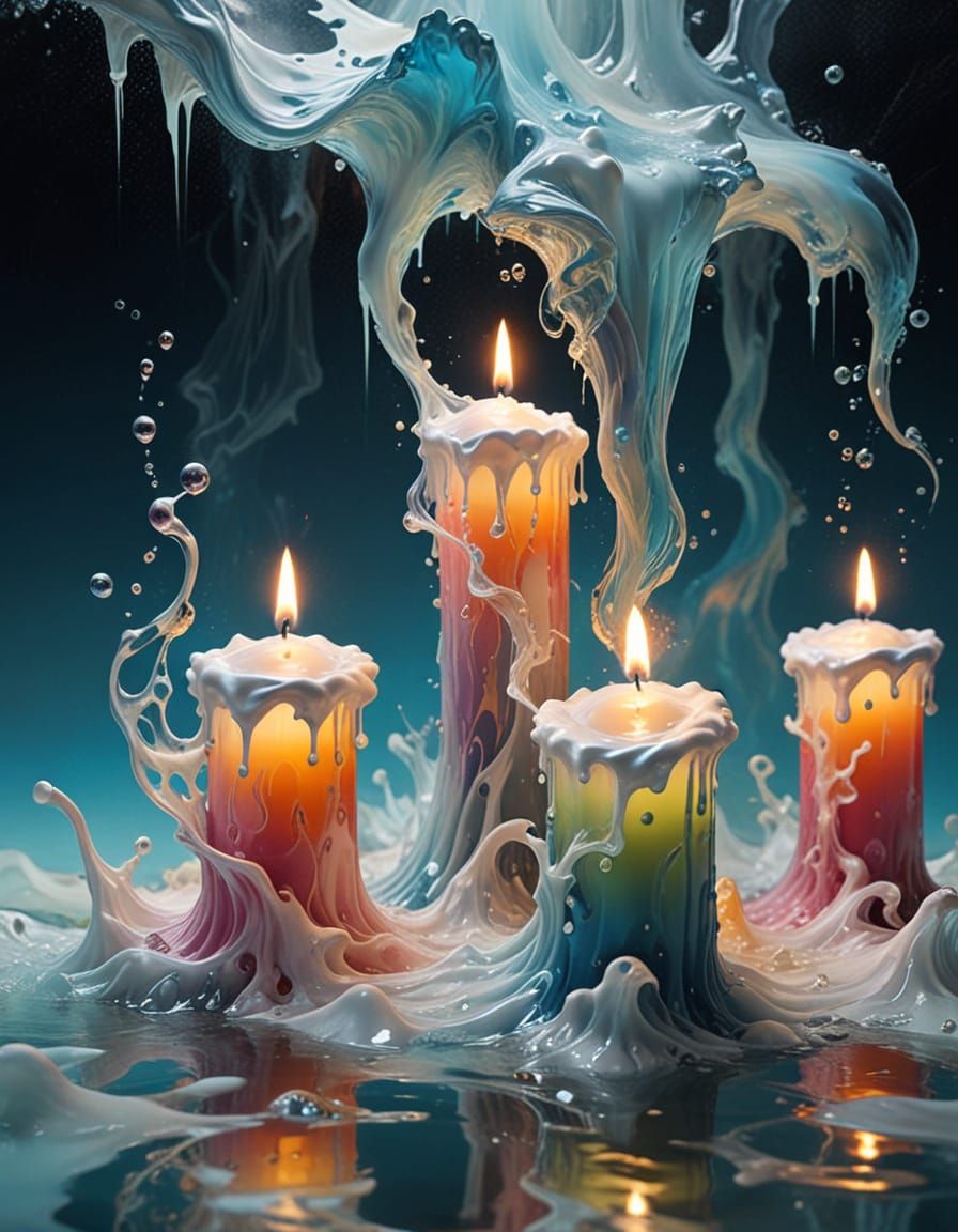 Dreamlike Water Candles in Ethereal Vortex
