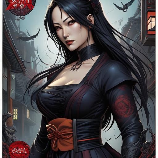Japanese Gothic Girl in Comic Book Art Style