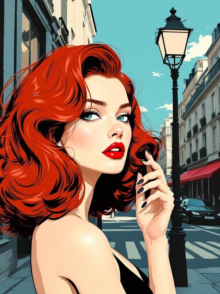 Redhead in Paris: Bold Fashion Illustration