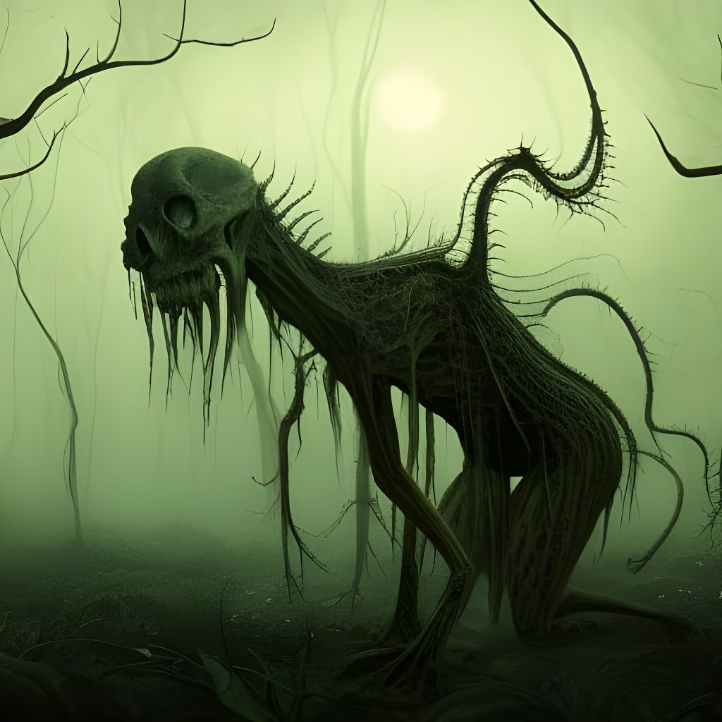 Swamp Creature Encounter: Dark Fantasy Art