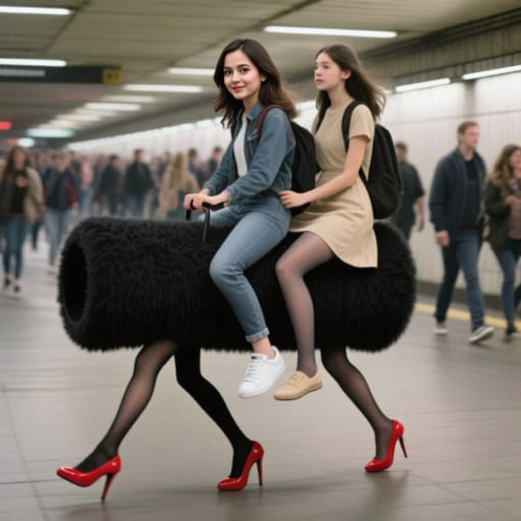 Realistic Photo of a Girl Riding a Four-Legged Creature