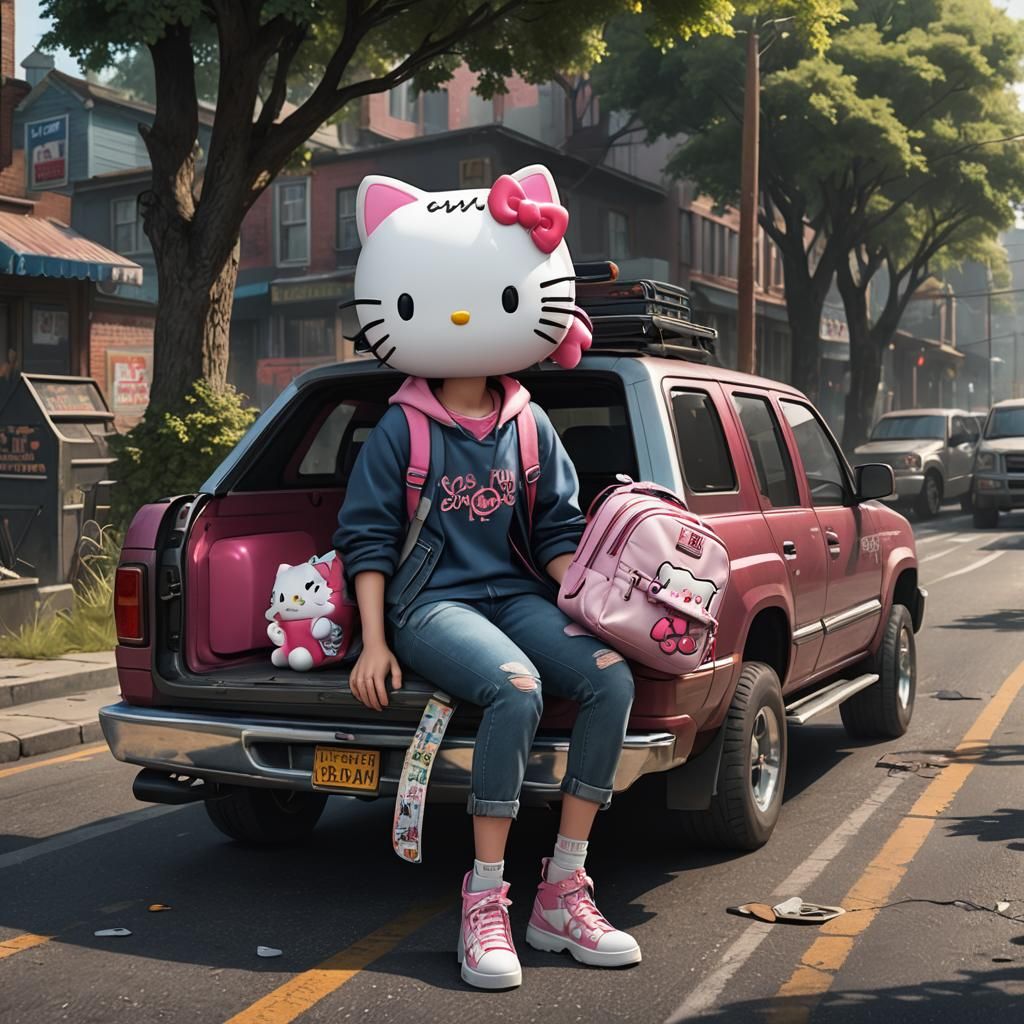 Schoolgirl Hiding in Truck: Detailed Matte Painting