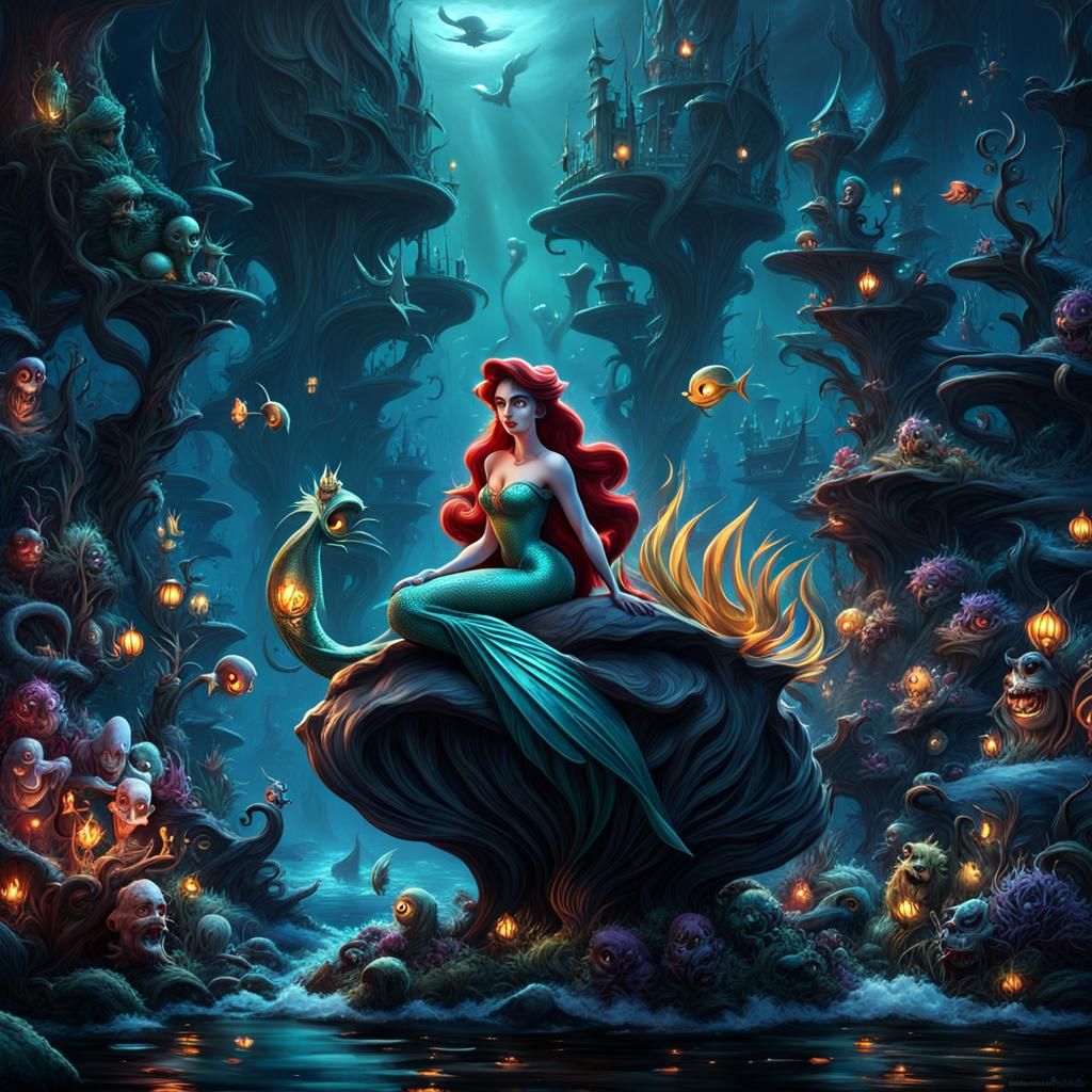 Ariel tires of being nice all the time so she has a dark sinister place to explore her bad side