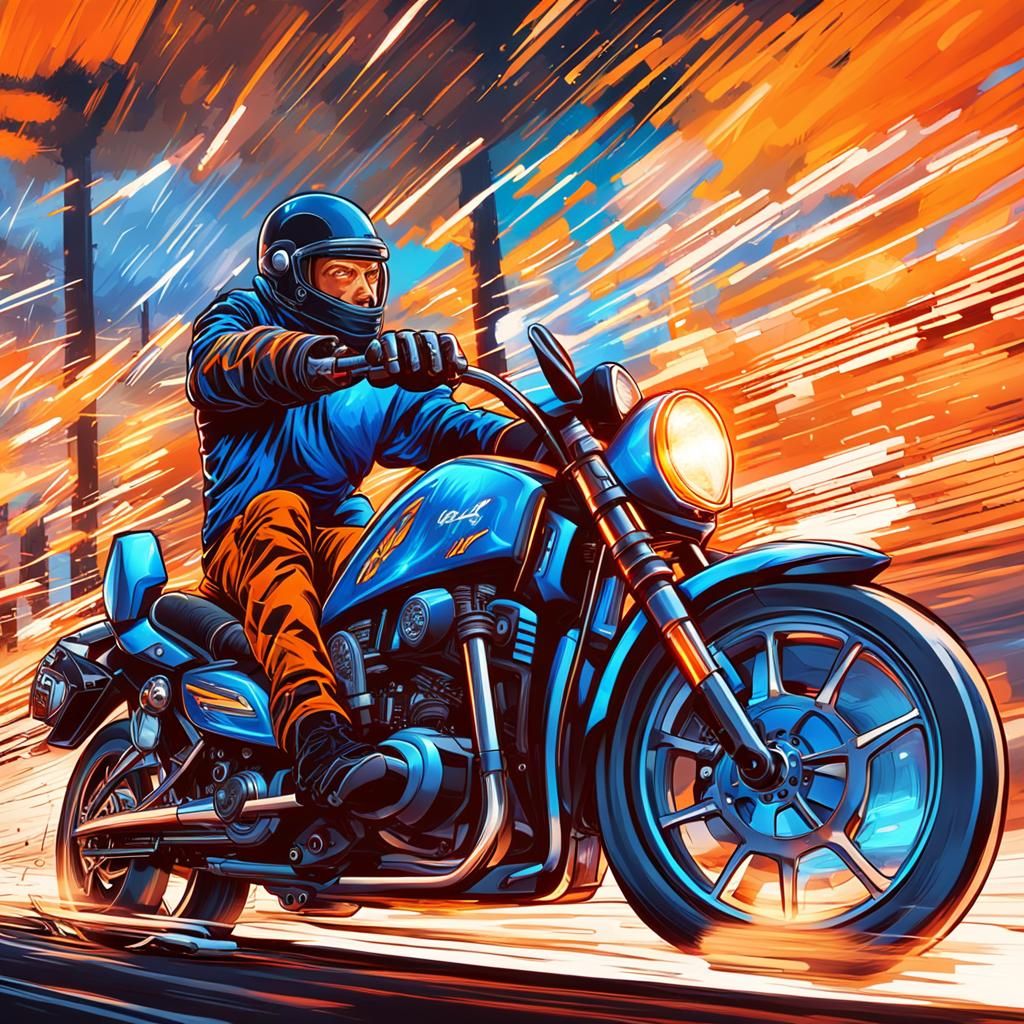 Comic-Style Motorbike Driver Concept Art