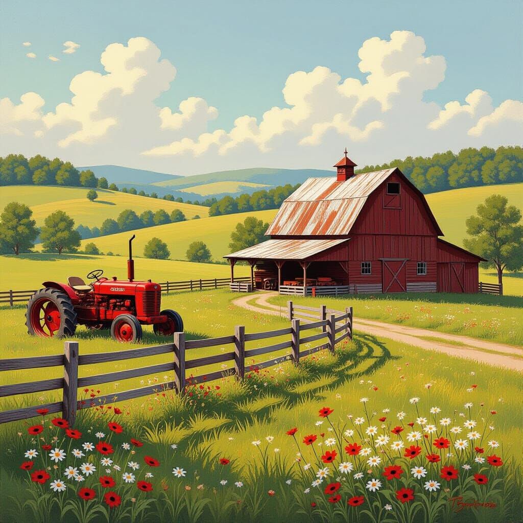 Rustic Country Ranch in Realist Style