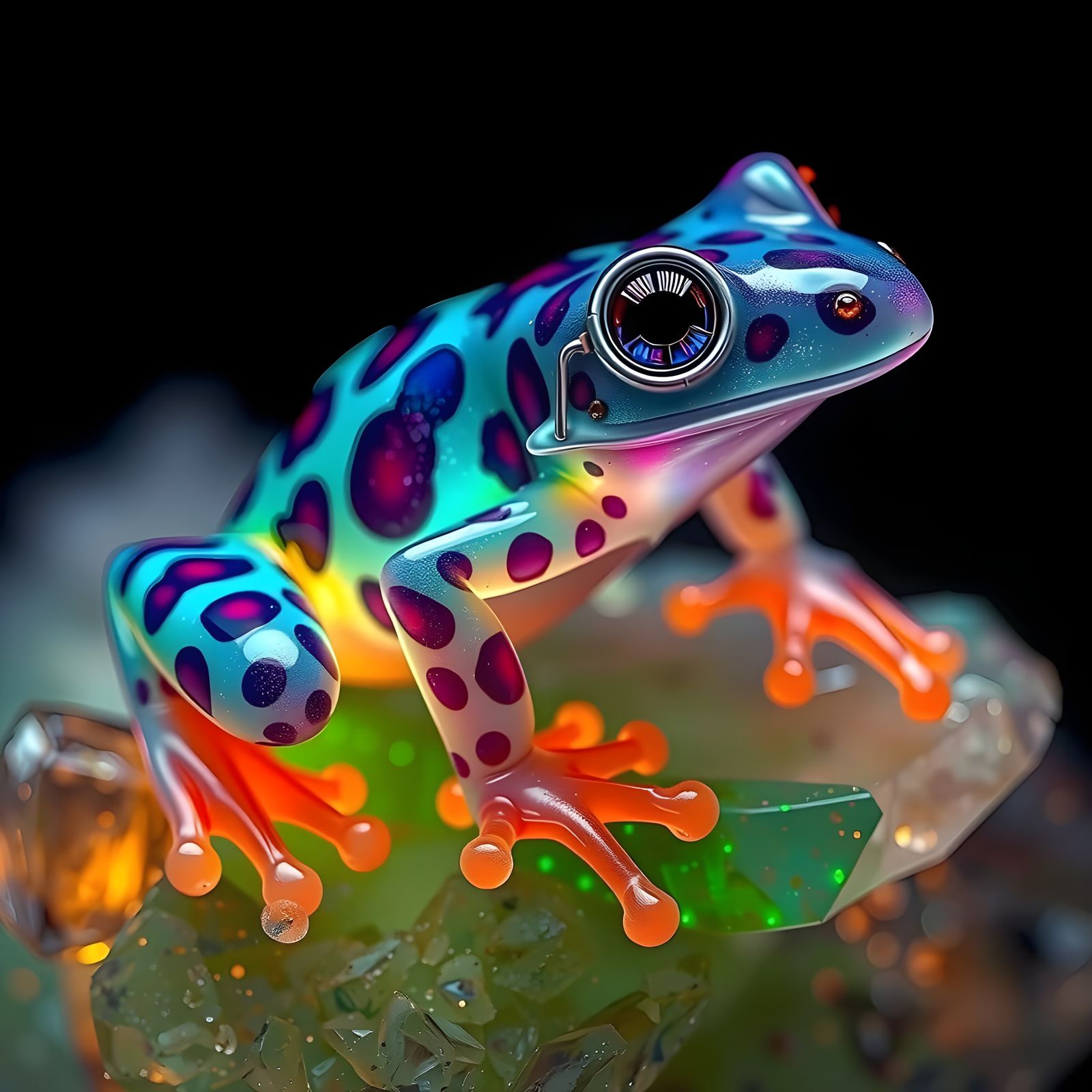 Translucent Frog with Fractal Blue Spots