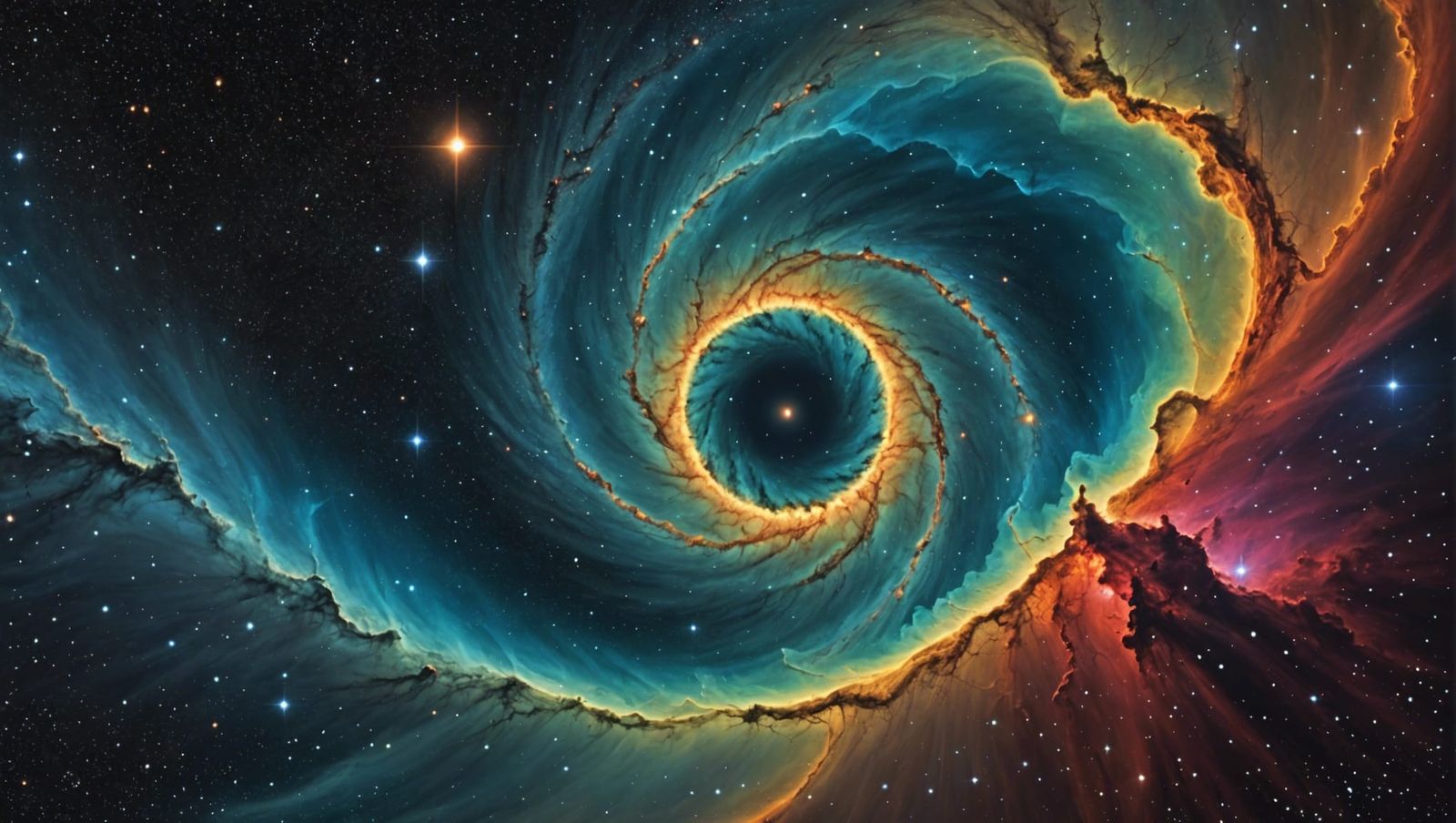 Abstract Nebula with Helix in Complementary Colors