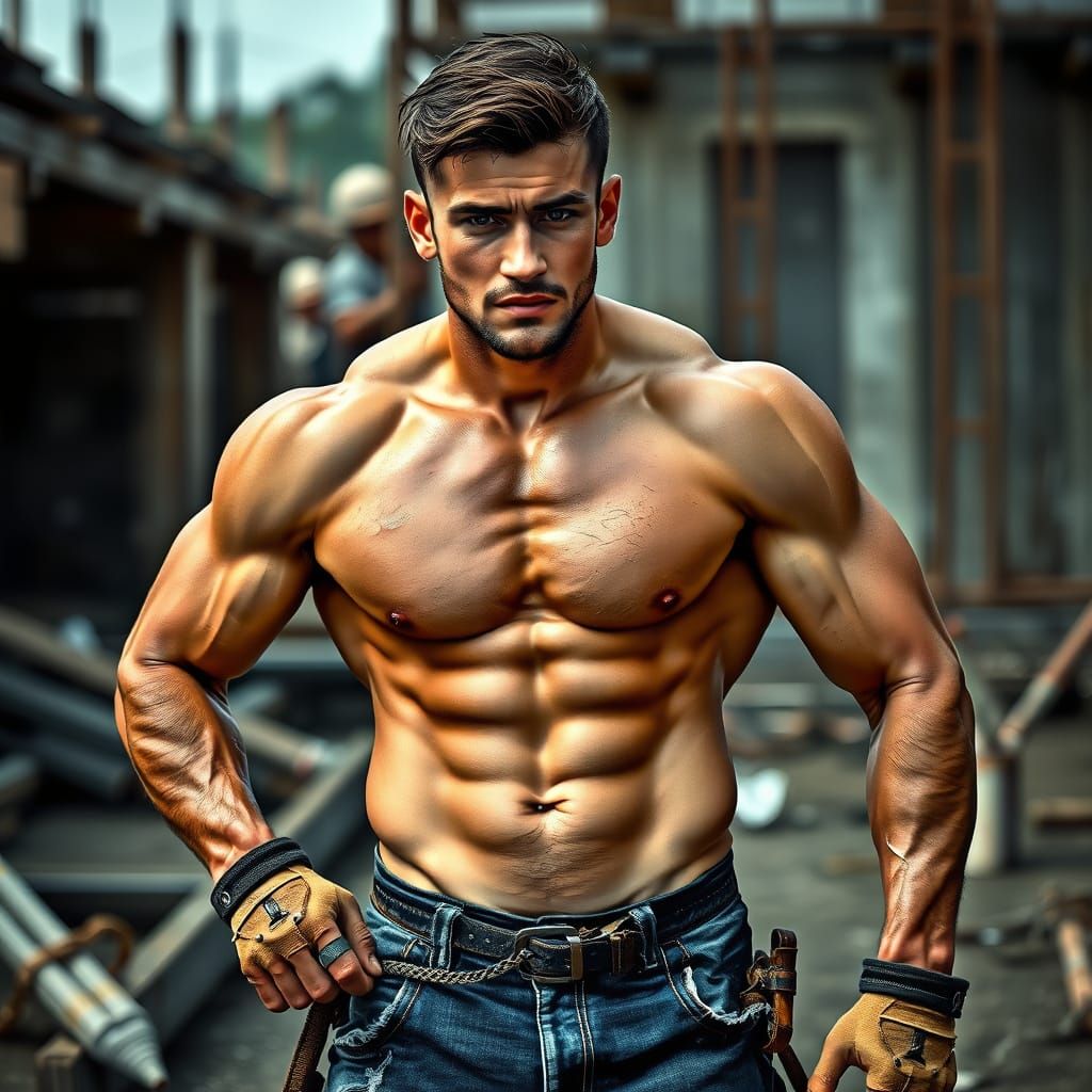 Muscular Man at Work: A Photorealistic Digital Art
