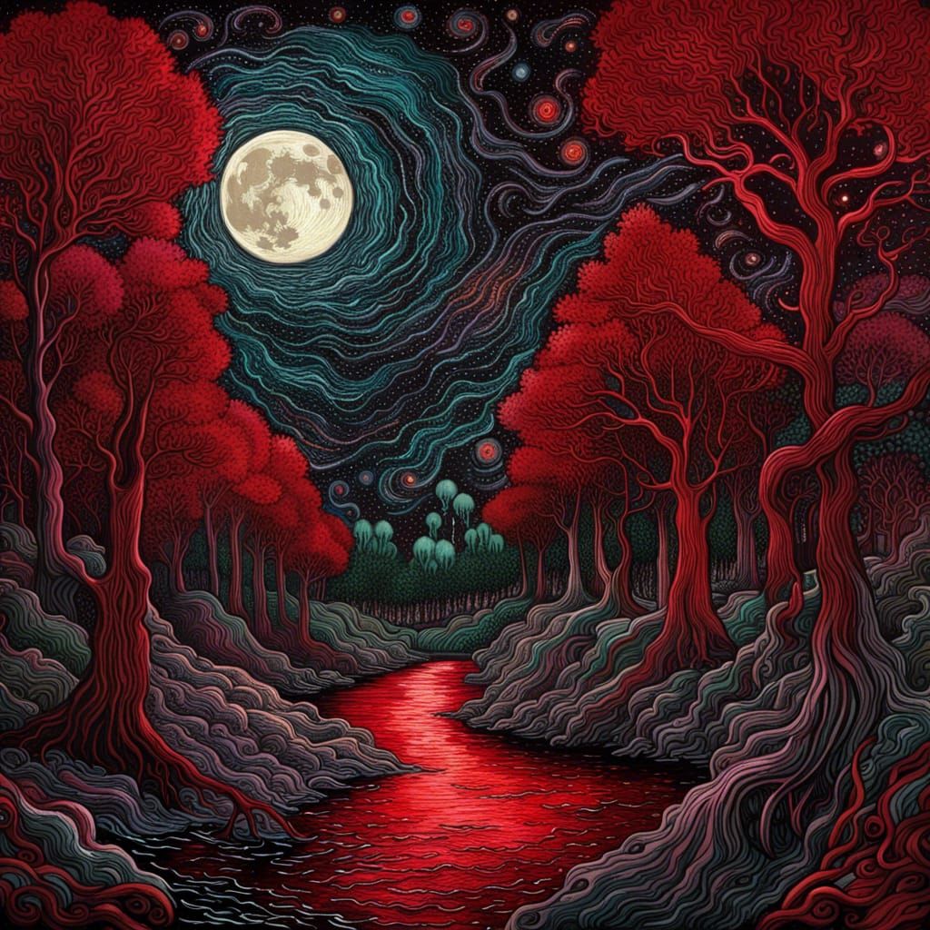 Eldritch Gothic Forest Under a Starry Night Sky