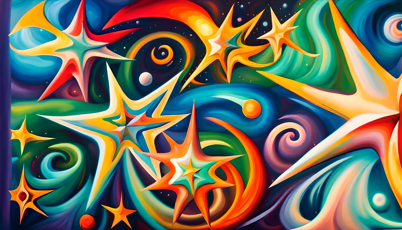 Colorful Star-Beings in Electromagnetic Plasma: Impasto Pain...