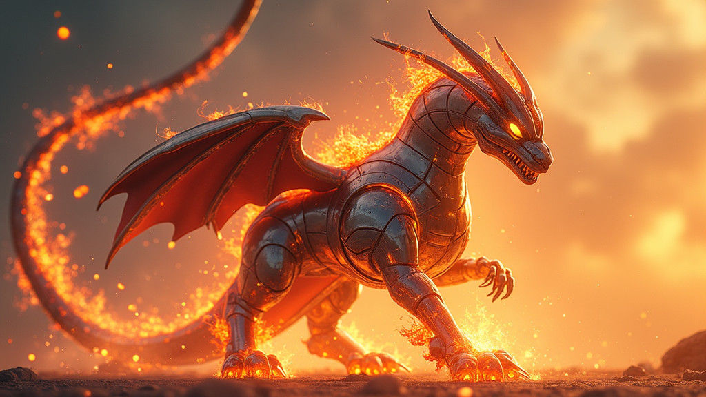 Majestic Steel Pokémon in Digimon Art Style