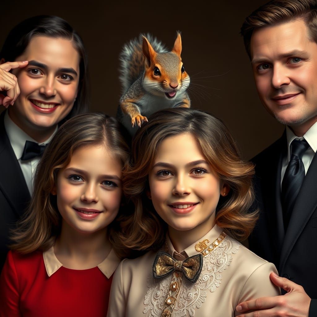 Squirrel Photobomb in Hyperrealistic Style