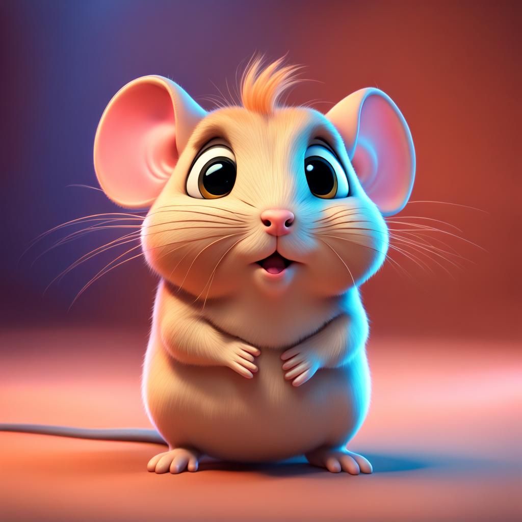 Cute Chibi Gerbil with Full Cheeks in 3D