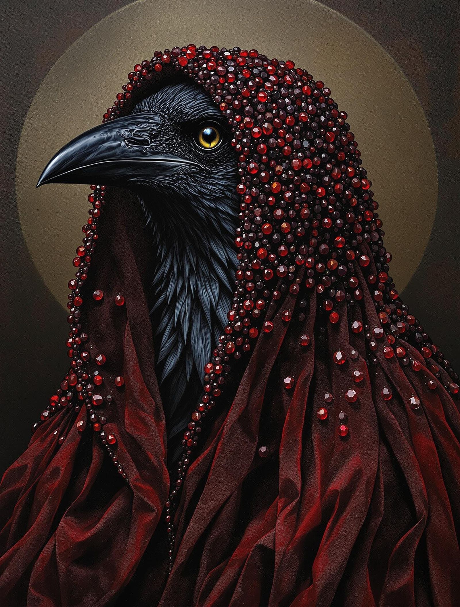Surreal Raven Portrait in Gothic Style