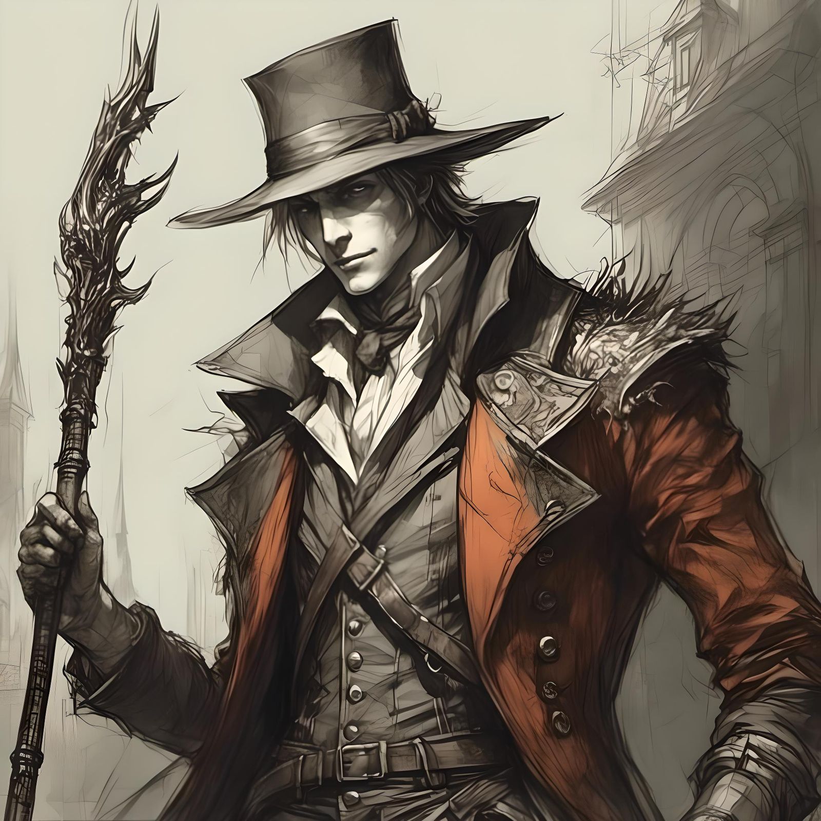 Bloodborne Hunter in Anime Style