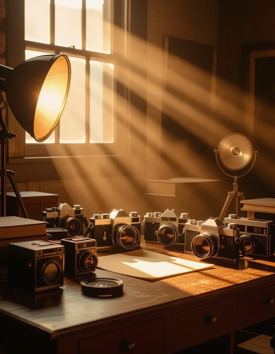 Vintage Photography Studio in Golden Light