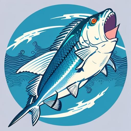 Vector Mackerel Outline in Anime Style
