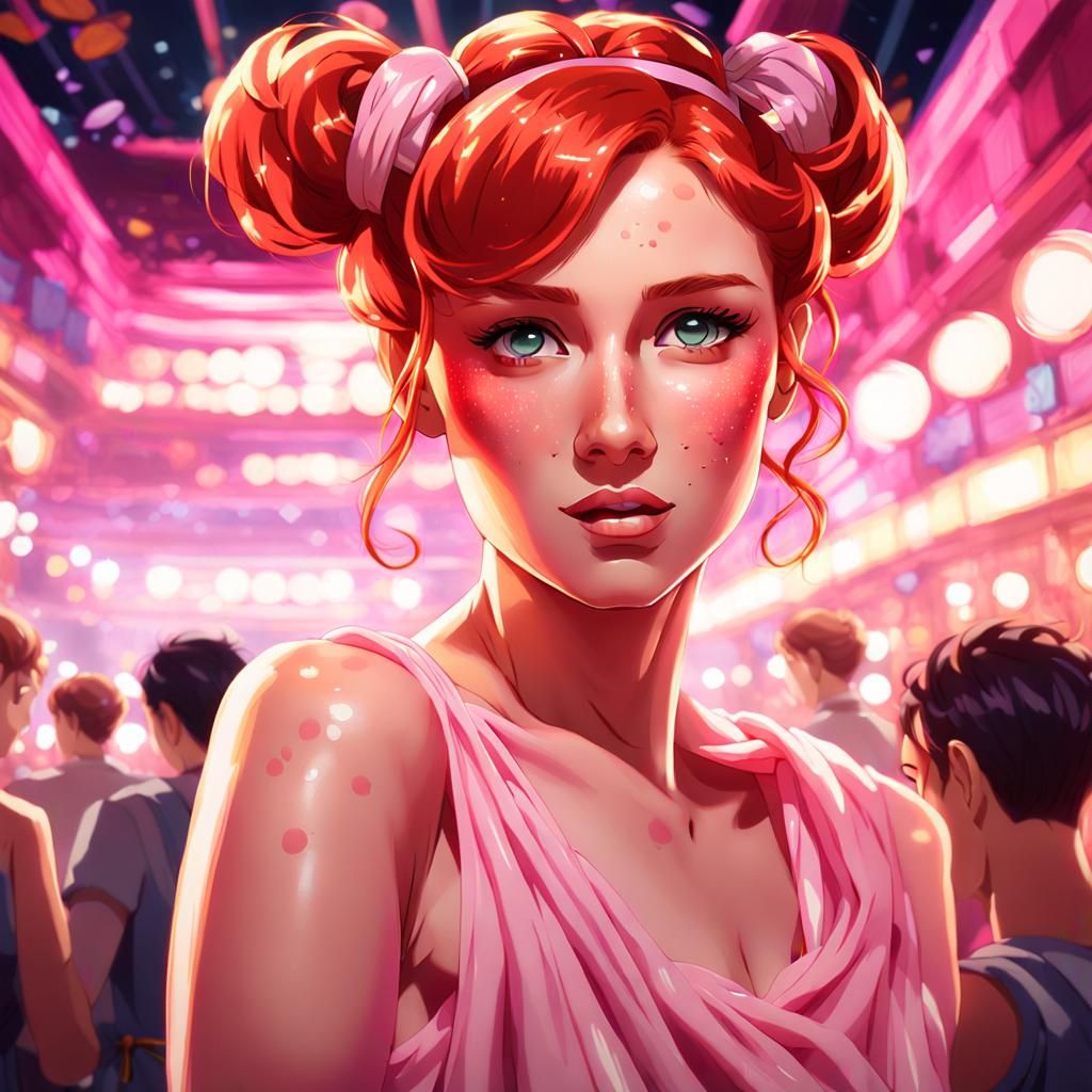 Anime Pin-Up: Polish Woman in Pink Toga