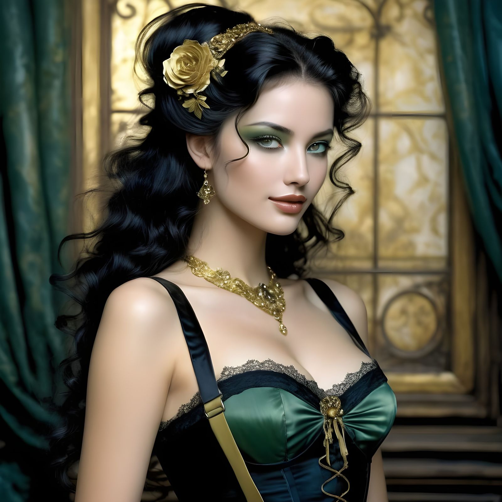 Elegant Southern Siren in Lavish Vintage Attire