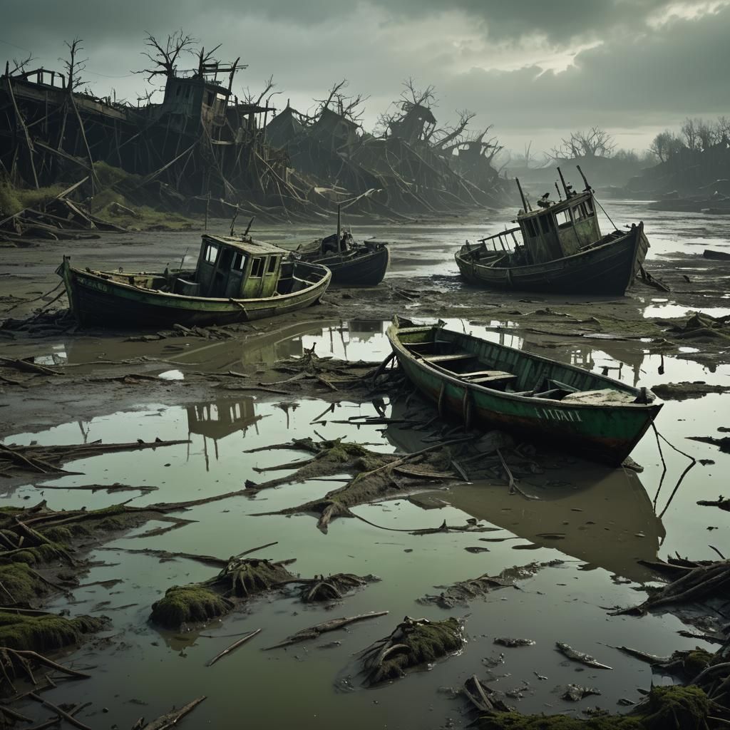 Eerie Green Spirit Emerges from Muddy Waters