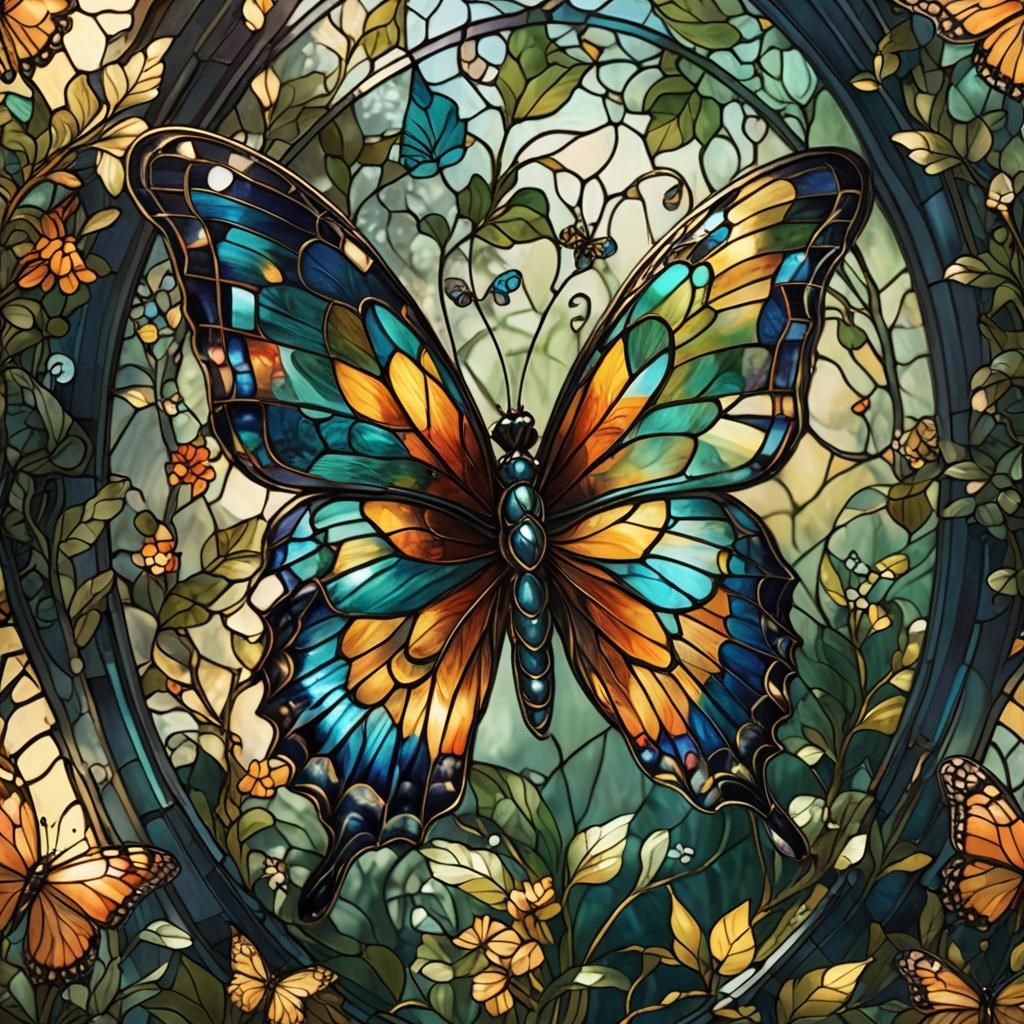 Iridescent Stained Glass Butterfly Concept Art