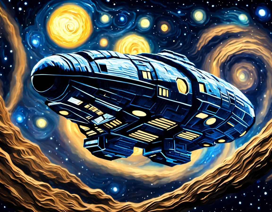 Spaceship in Space: A Van Gogh Inspired 3D Render
