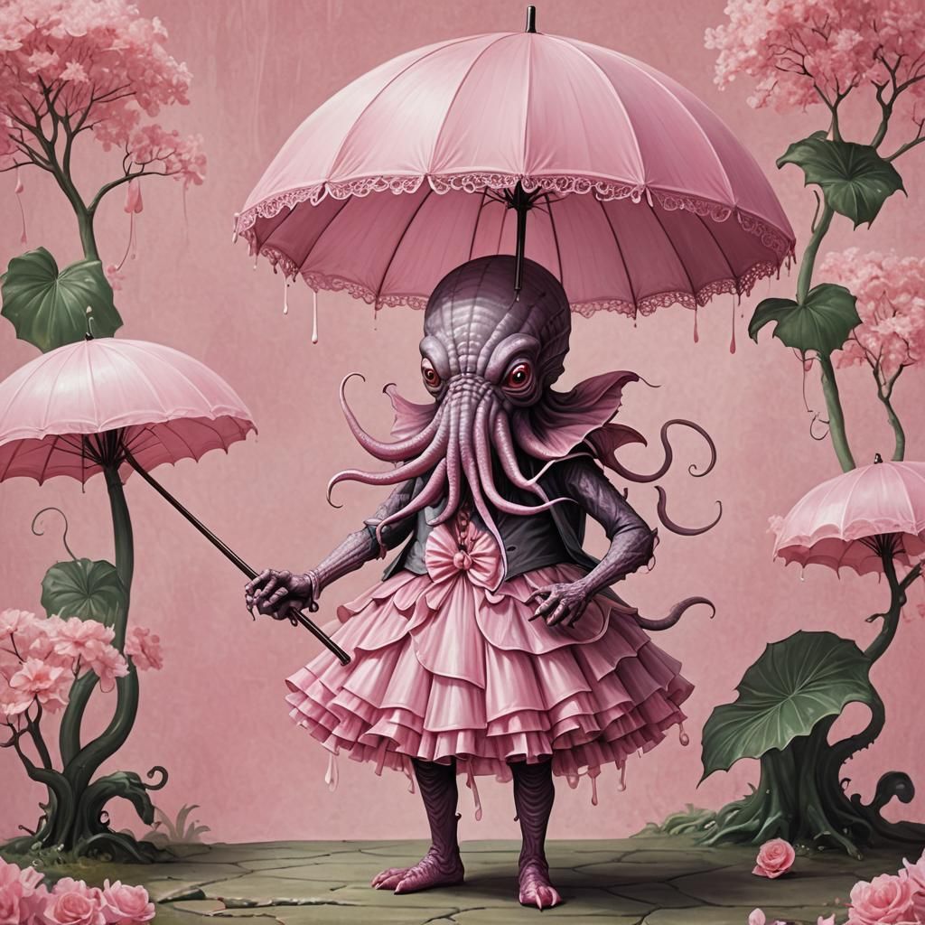 Cthulhu in Pink Tutu with Parasol