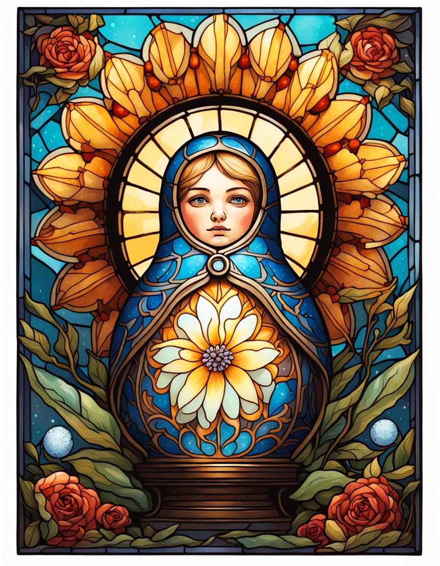Stained Glass Matryoshka in Hyperdetailed Style