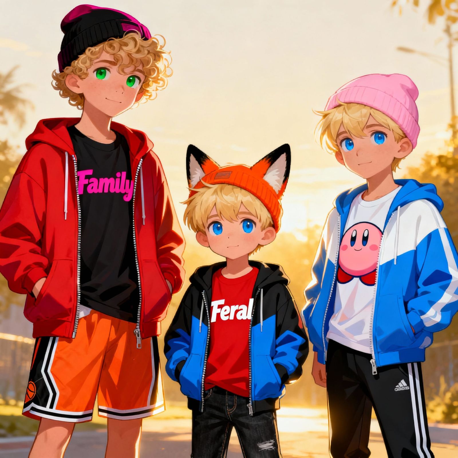 Three Boys in Vibrant Digital Illustration Style