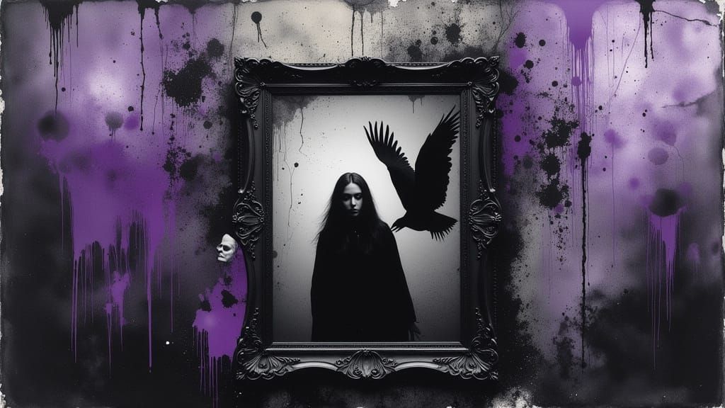 Haunting Portrait of an Empty Picture Frame in Impasto Style