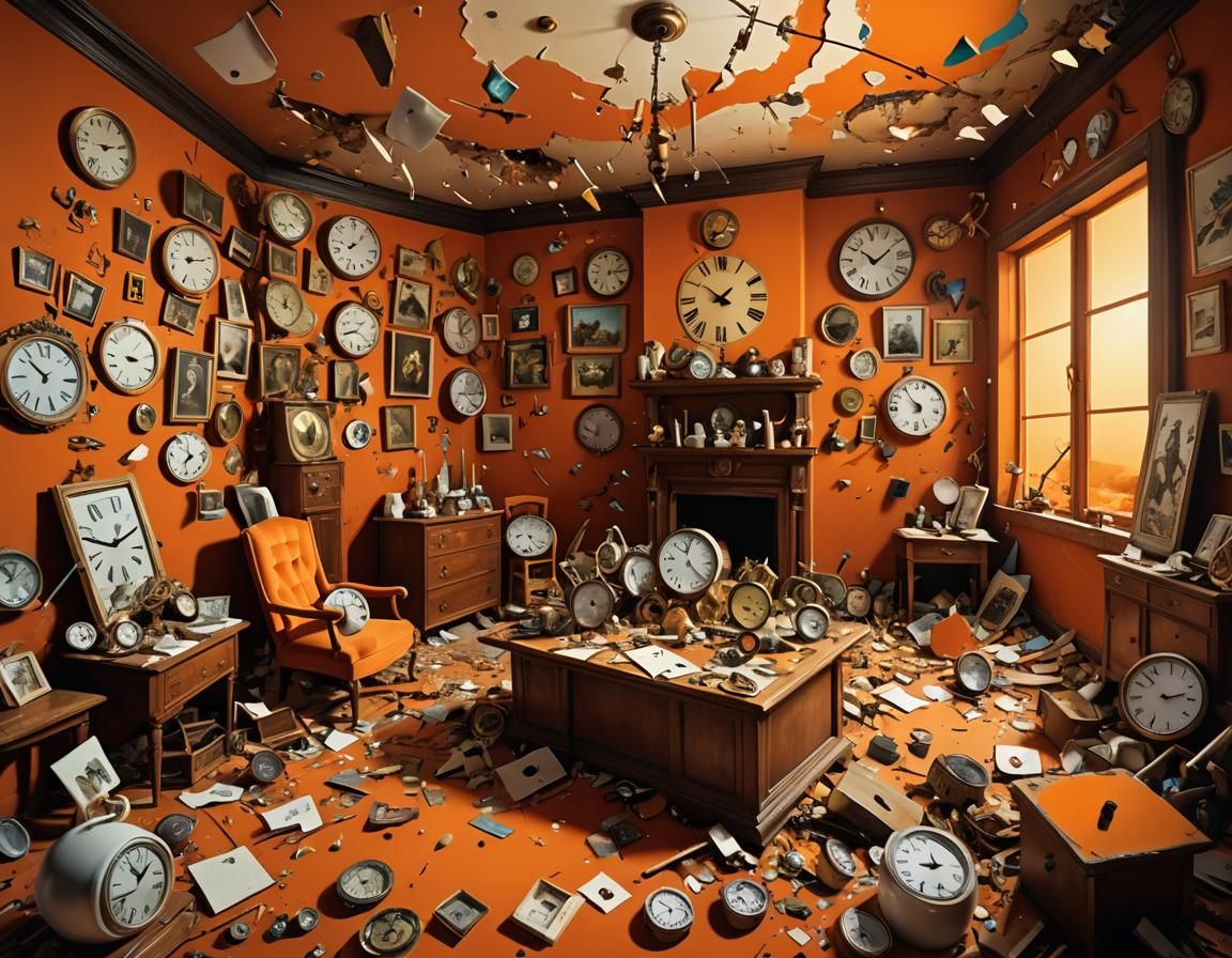 Surreal Messy Room with Melting Colors in Dreamlike Renderin...