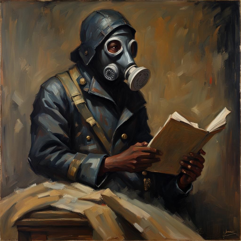 Black Man in Military Coat with Ancient Scroll