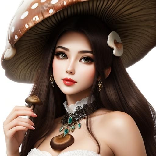 Woman's Surreal Transformation into a Mushroom