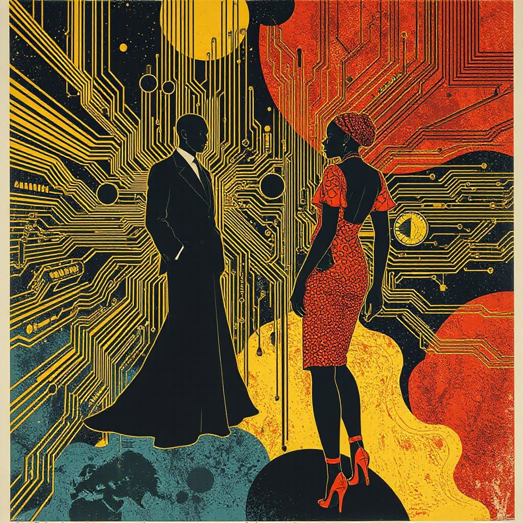 Afrofuturist Poster Art with Bold Typography