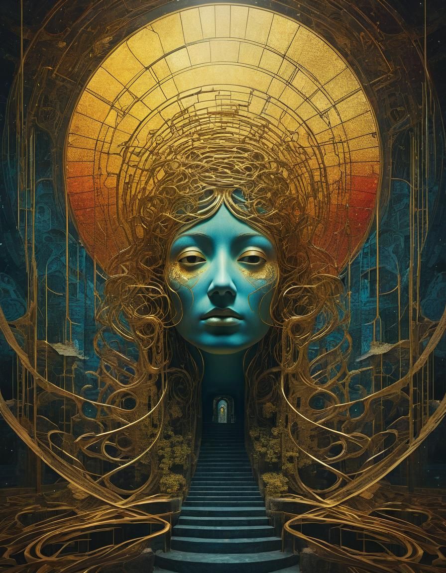 Ethereal Abstract Landscape in Art Nouveau Style