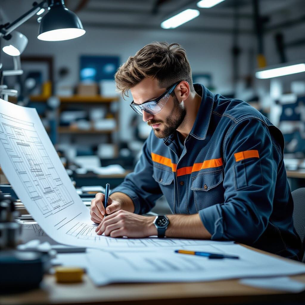 Engineer's Workshop: A Futuristic Industrial Scene