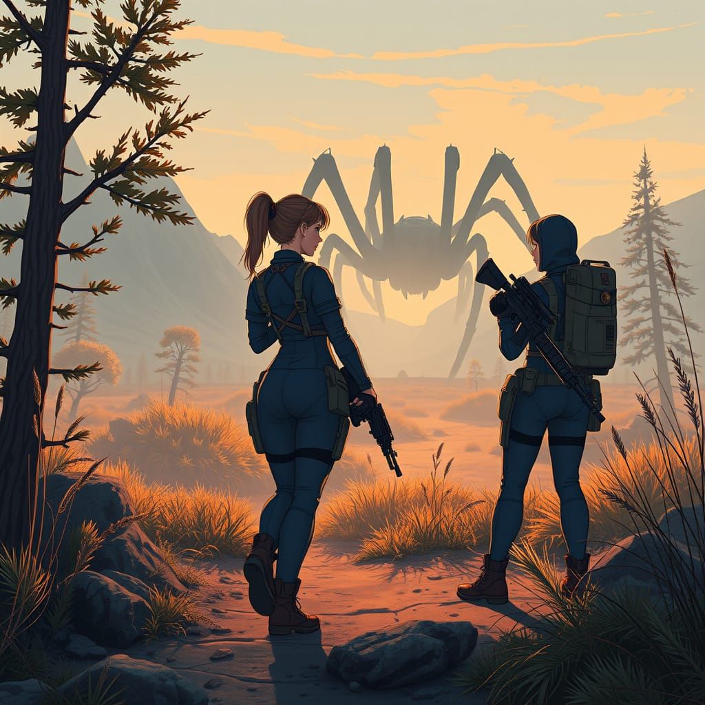 Vault Dwellers Prepare for Combat Against Giant Spider