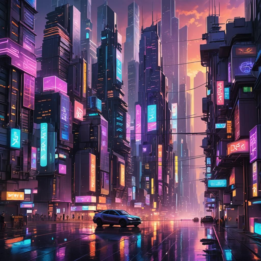 Futuristic Cityscape in 2040: 3D Anime Art