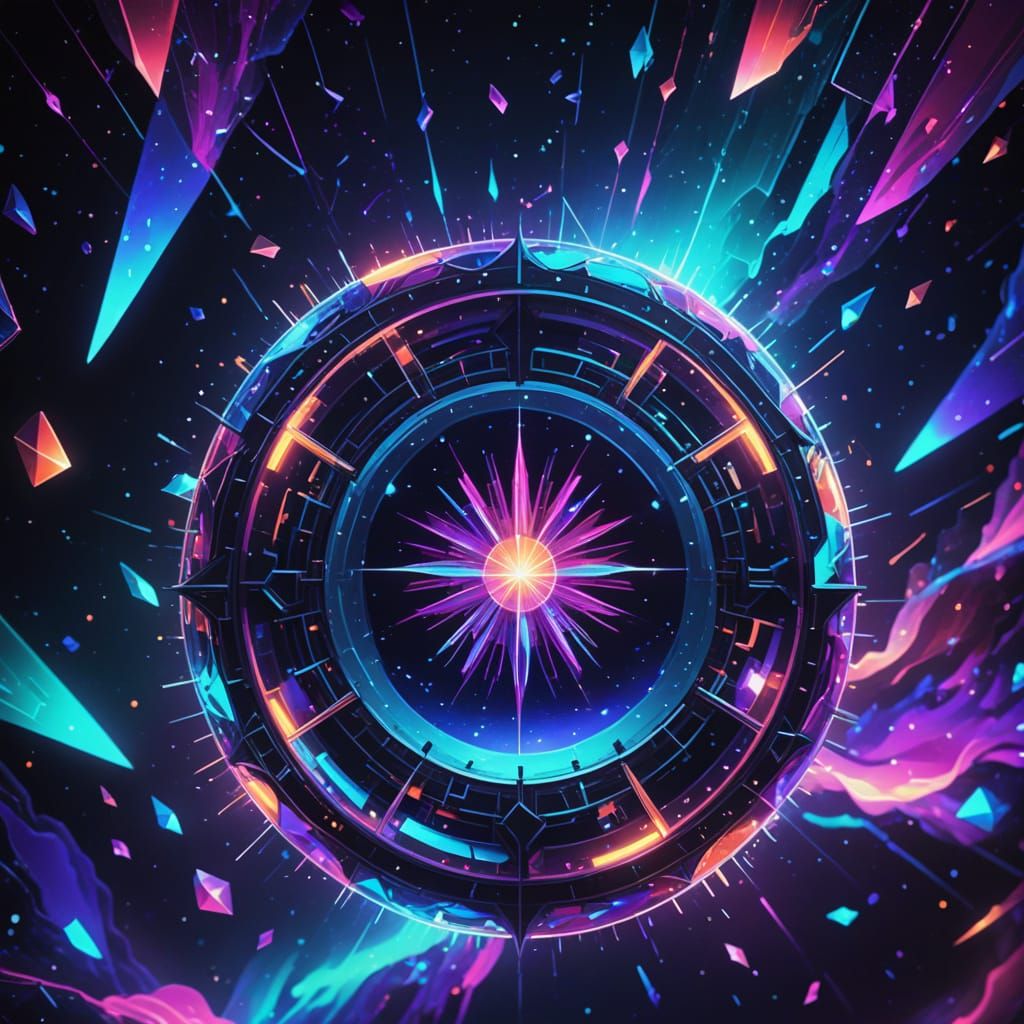Vibrant Cosmic Gem Radiates Electric Blue and Purple Hues in...